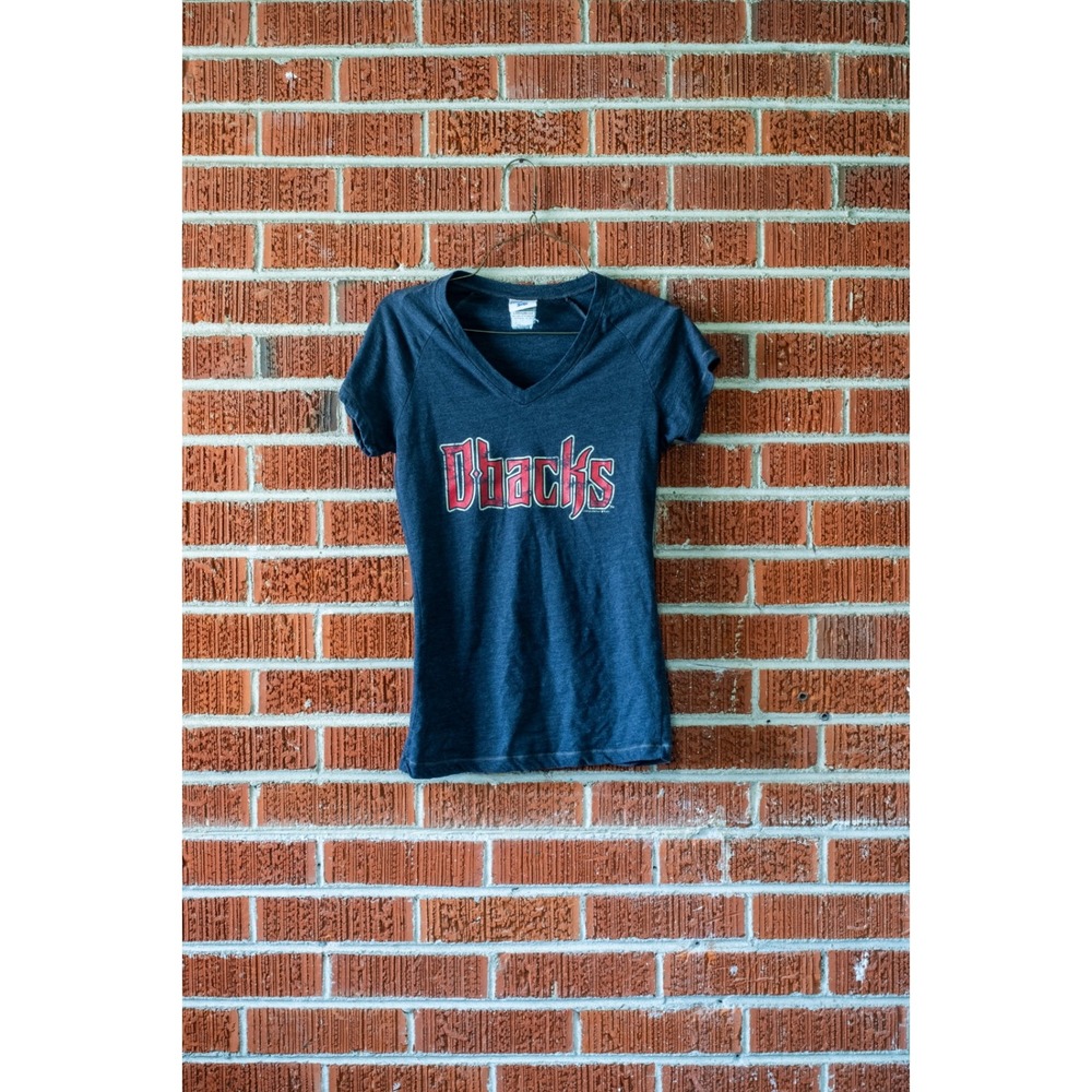 MLB Arizona Diamondbacks Dbacks V-Neck Graphic T-Shirt Charcoal Gray Womens M